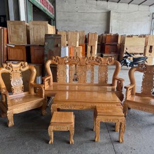 SaLon Gõ Đỏ Đào Cột 12 (Tay Rồng)