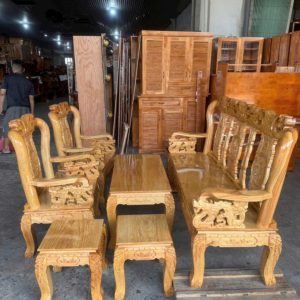 SaLon Gõ Đỏ Đào Cột 8 (Tay Rồng)