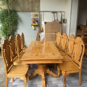 Bộ Bàn Ăn Gõ Đỏ 8 Ghế (Ghế Thường)