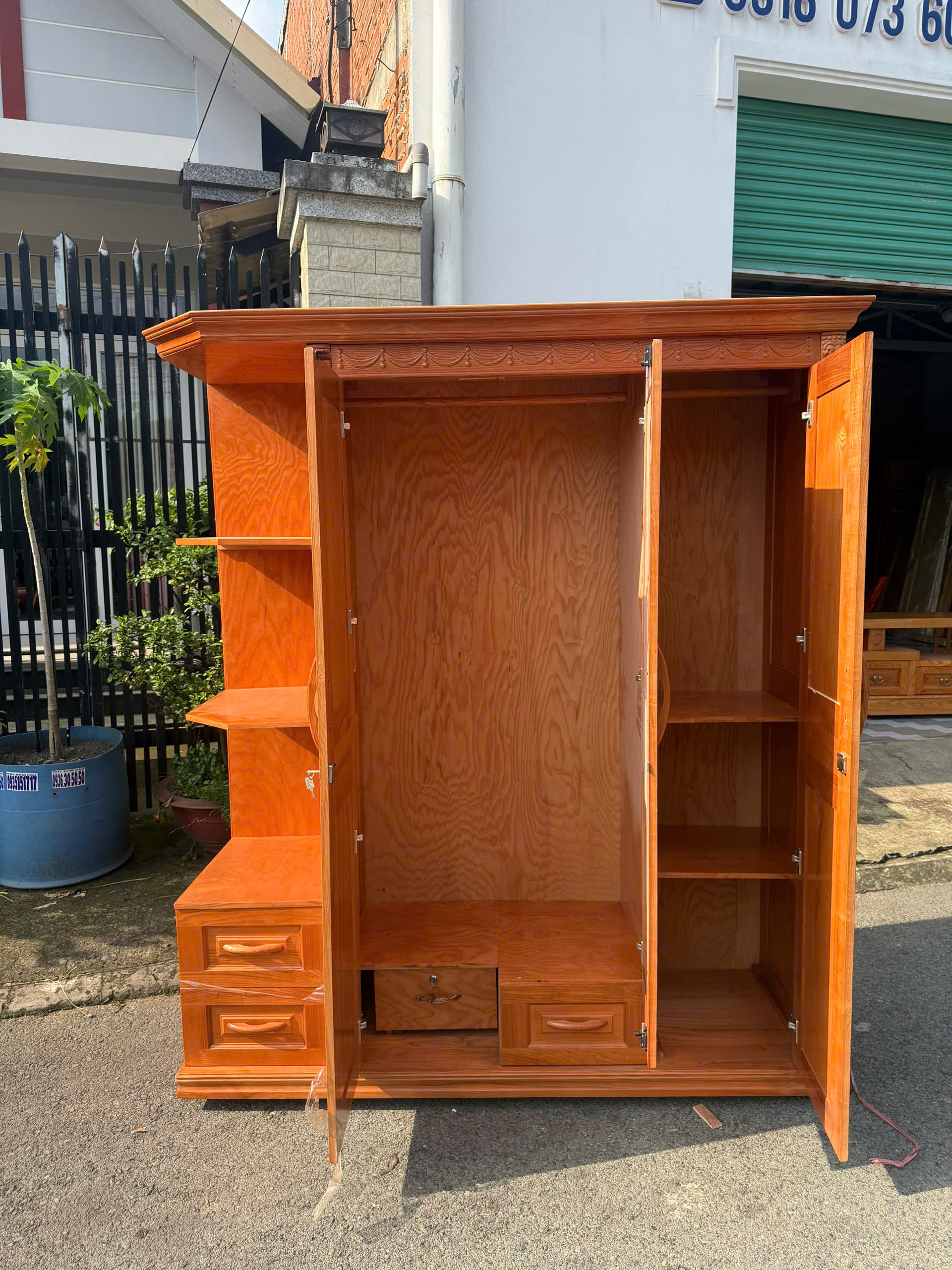 Tủ Áo Gỗ Sồi + Kệ Trang Trí (màu Cánh Dán) - Ảnh 3