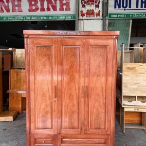 Tủ Áo Gỗ Hương Đá Phủ 3 Cánh