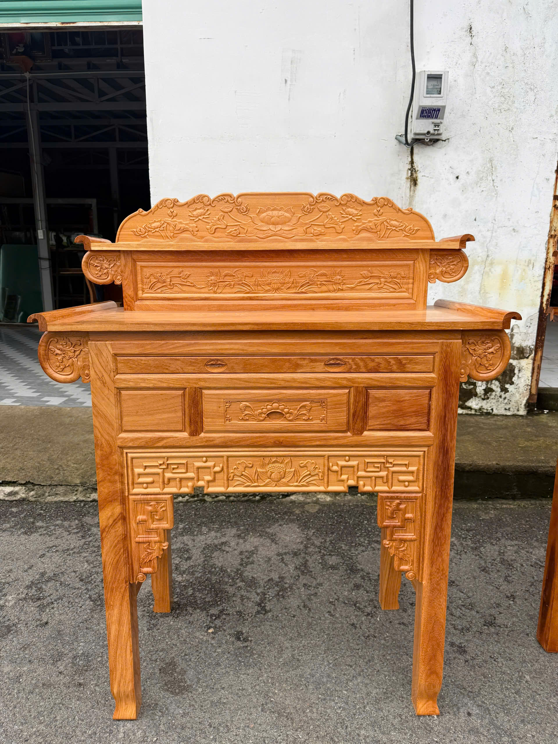 Bàn Thờ Gỗ Gõ Đỏ 2 Tầng
