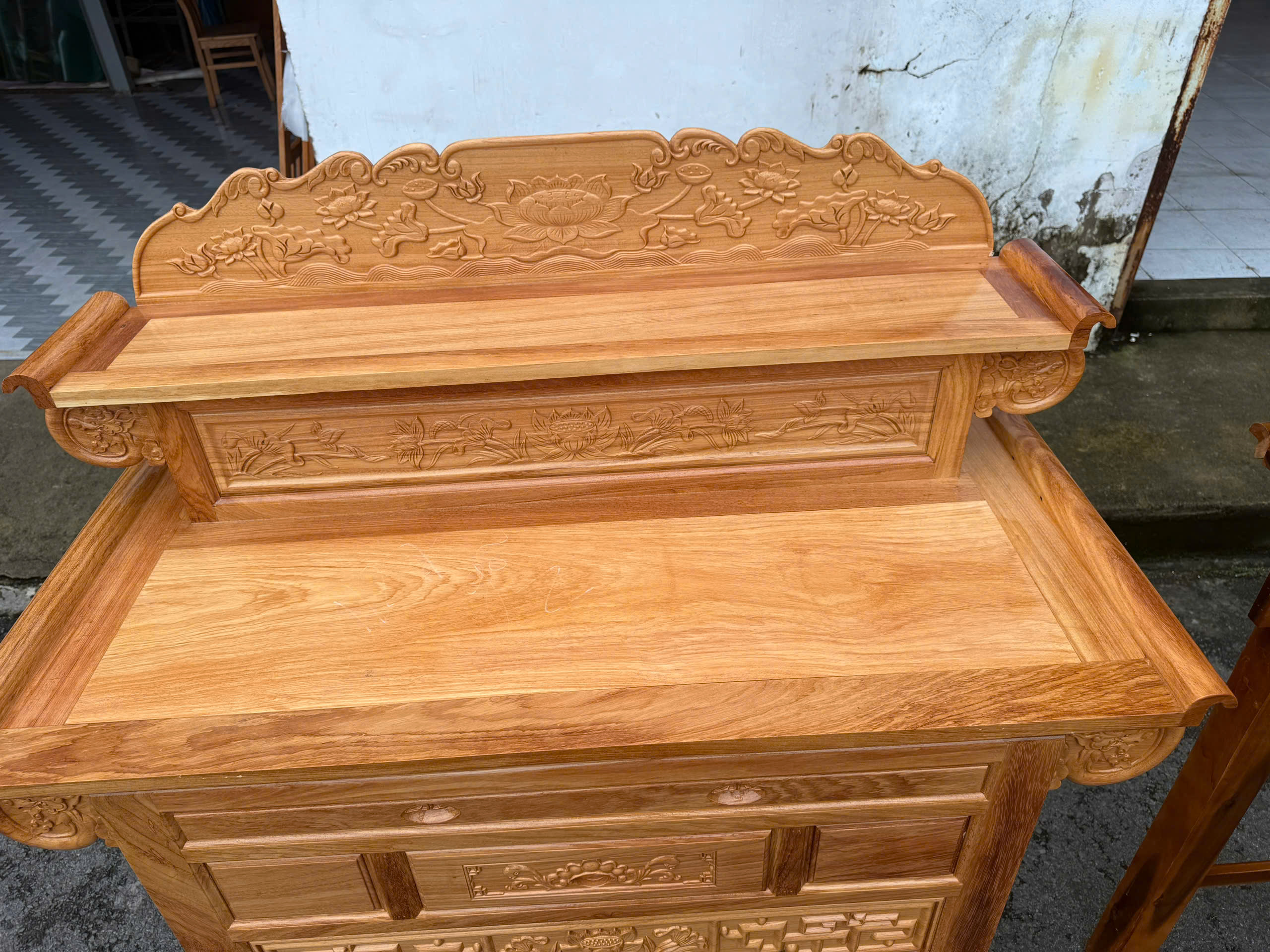 Bàn Thờ Gỗ Gõ Đỏ 2 Tầng - Ảnh 3