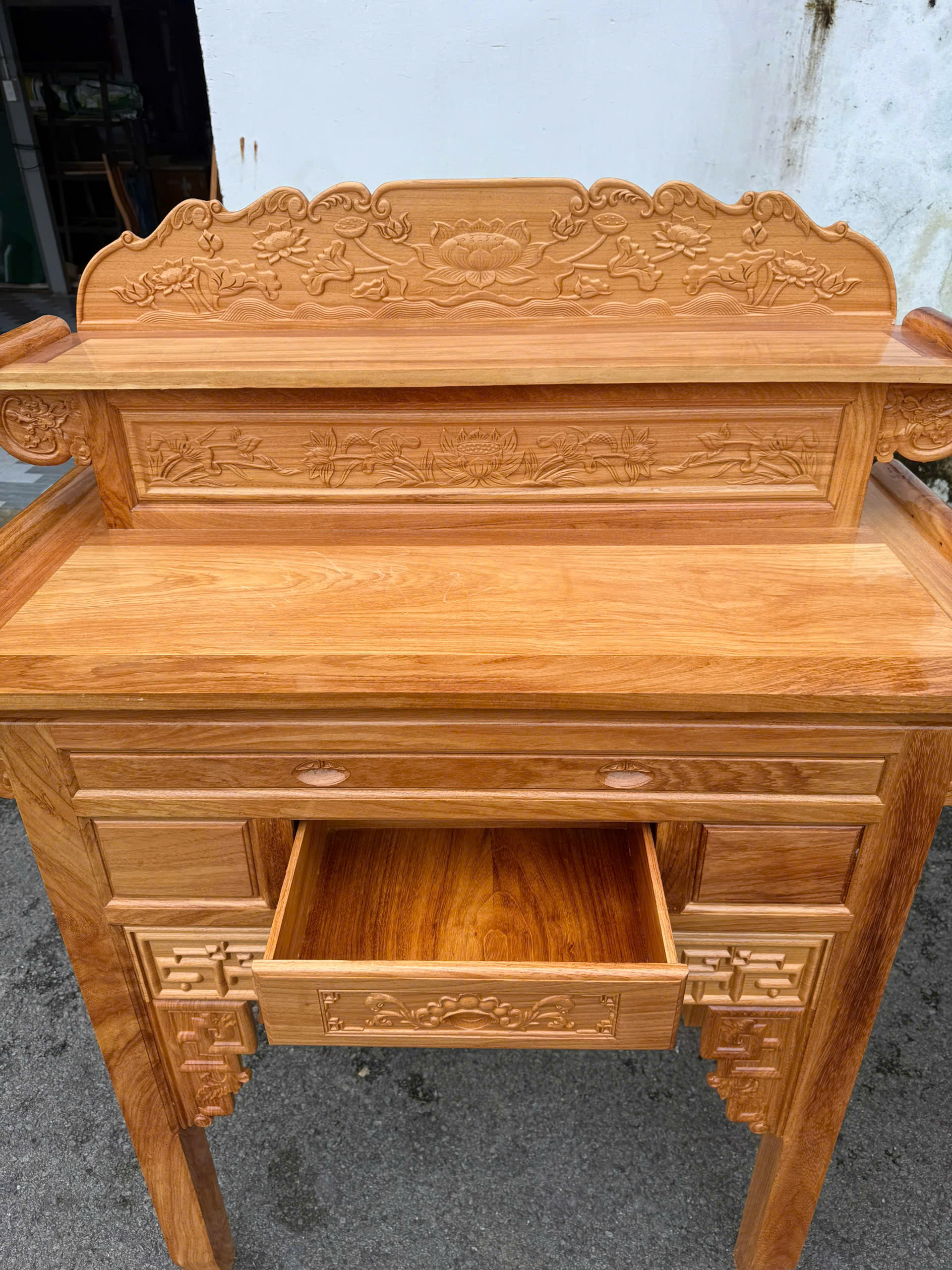 Bàn Thờ Gỗ Gõ Đỏ 2 Tầng - Ảnh 5