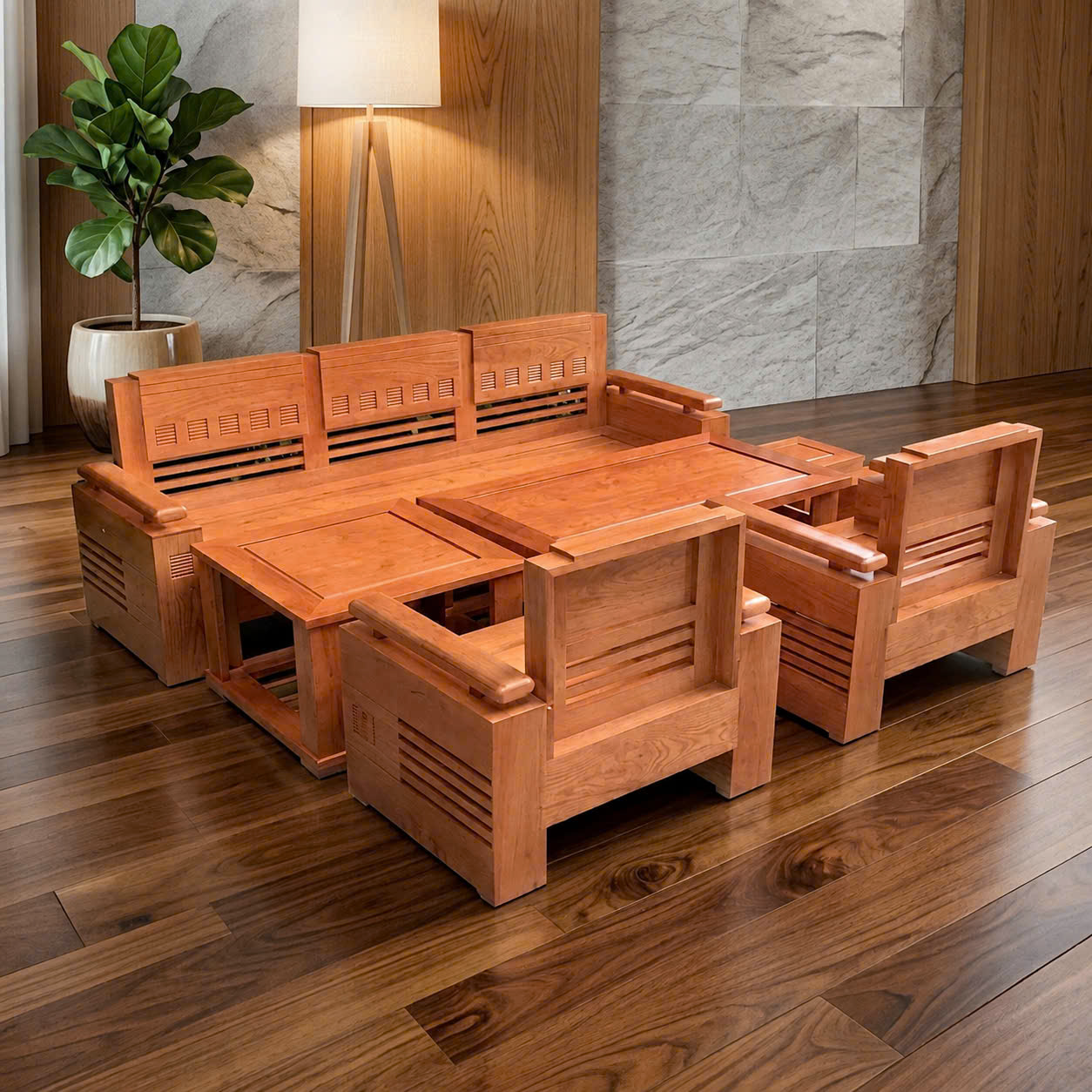 SoFa Đối Trứng Lớn Gỗ Sồi (Màu Cánh Dán)