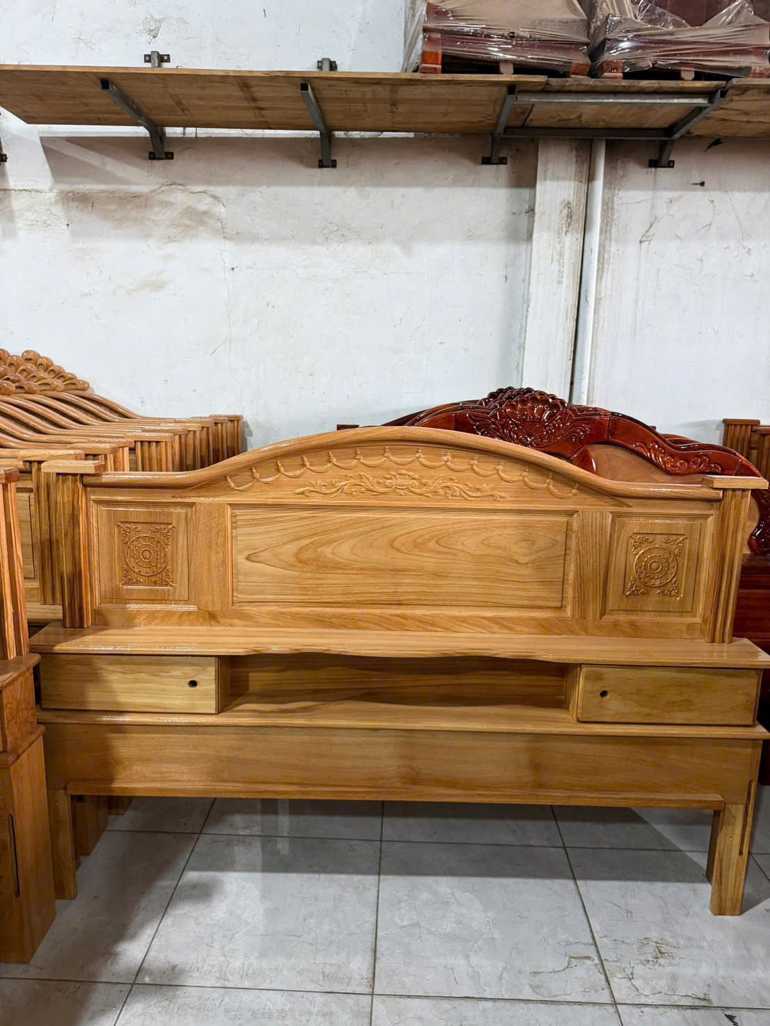 Giường Ngủ Gỗ Gõ Đỏ (Dạt Dầu) - Ảnh 4