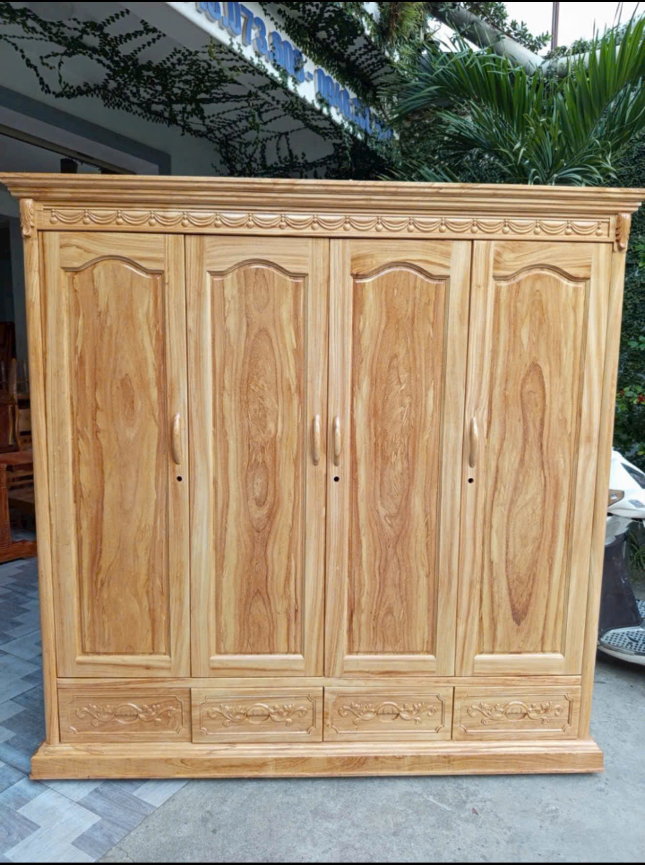 Tủ Áo Gõ Đỏ 2m (Hậu Gõ Zin) Cao Cấp