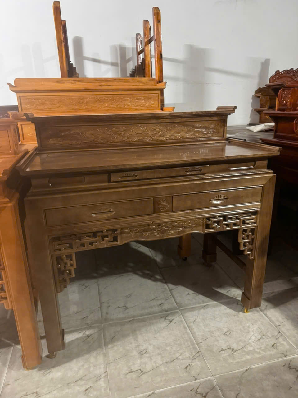 Án Gian Gỗ Sồi 2 Tầng (màu Óc Chó) - Ảnh 2