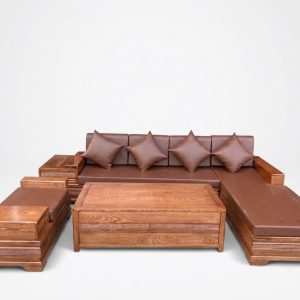 SoFa Góc Cánh Tiên Gỗ Sồi (màu Óc Chó)