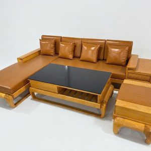Alternative view of SoFa Góc Đùi Gà Gỗ Sồi (màu Lau Hương)