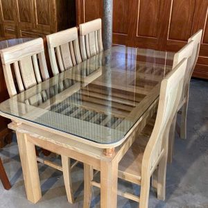 Bộ Bàn Ăn 2 Tầng 6 Ghế Gỗ Sồi (màu Trắng)