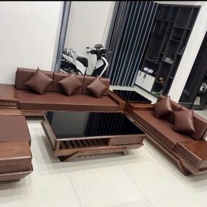 SoFa 2 Văng Chân Thuyền Gỗ Sồi (màu Óc Chó)