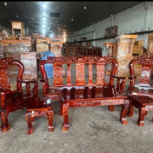 SaLon Gỗ Tràm Đào Cột 10 Tay Thường (màu Đỏ)