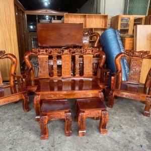 Alternative view of SaLon Gỗ Tràm Đào Cột 10 Tay Thường (màu Đỏ)