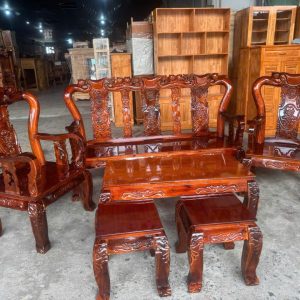 SaLon Gỗ Tràm Đào Cột 8 Tay Thường