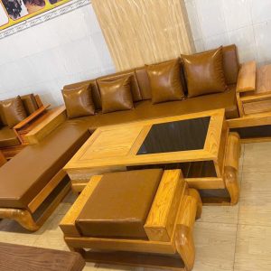SoFa Góc Đùi Gà Gỗ Sồi (màu Lau Hương)