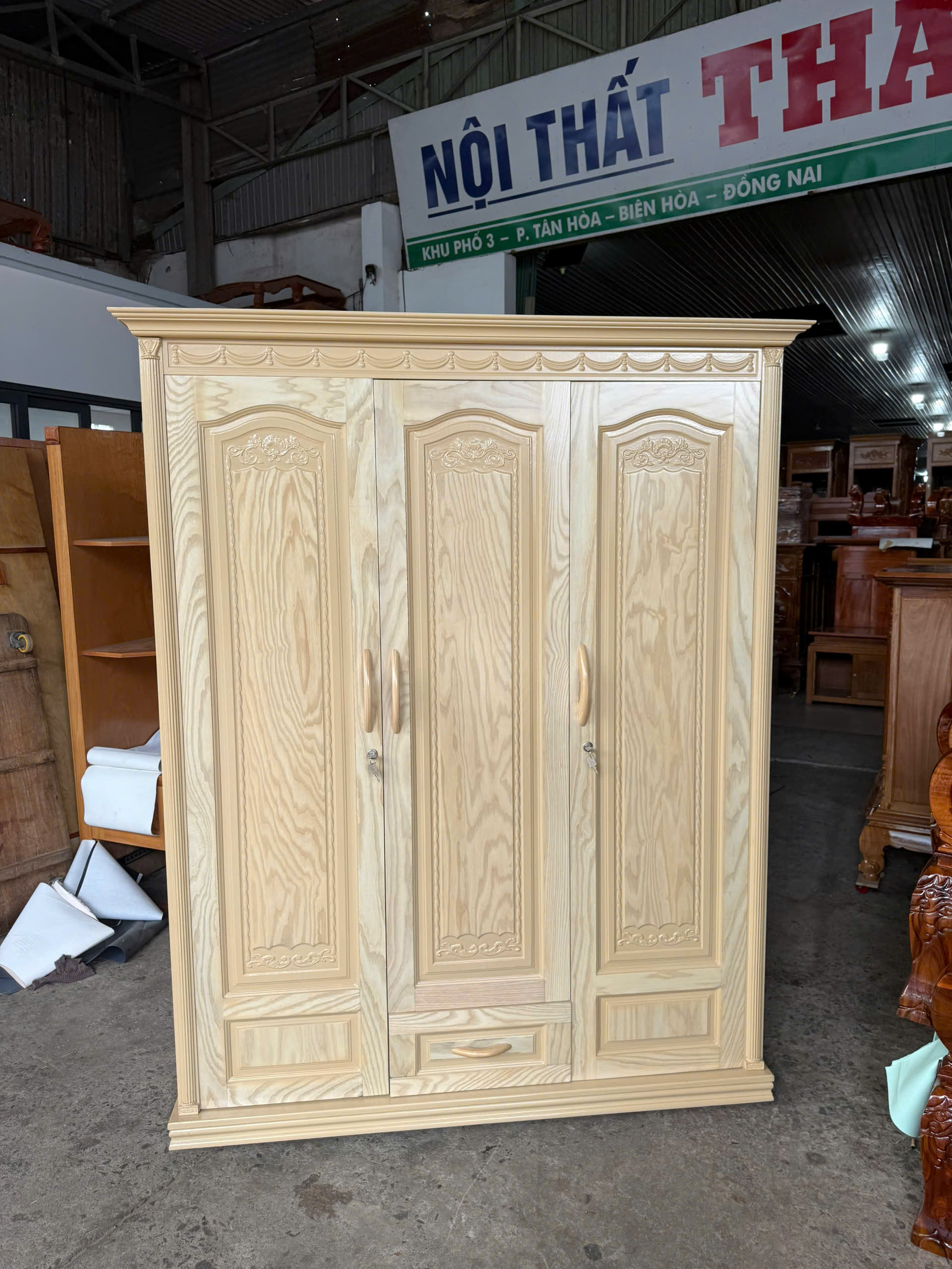 Tủ Áo Gỗ Sồi Phủ - Ảnh 6