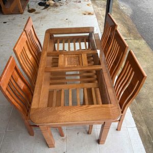 Alternative view of Bộ Bàn Ăn 2 Tầng 6 Ghế Gỗ Sồi (màu Cánh Dán)