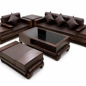 SoFa 2 Văng Đùi Gà Gỗ Sồi (màu Óc Chó)