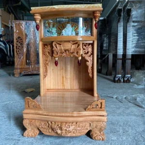 Bàn Thờ Ông Địa Hộp Đèn gỗ Xoan