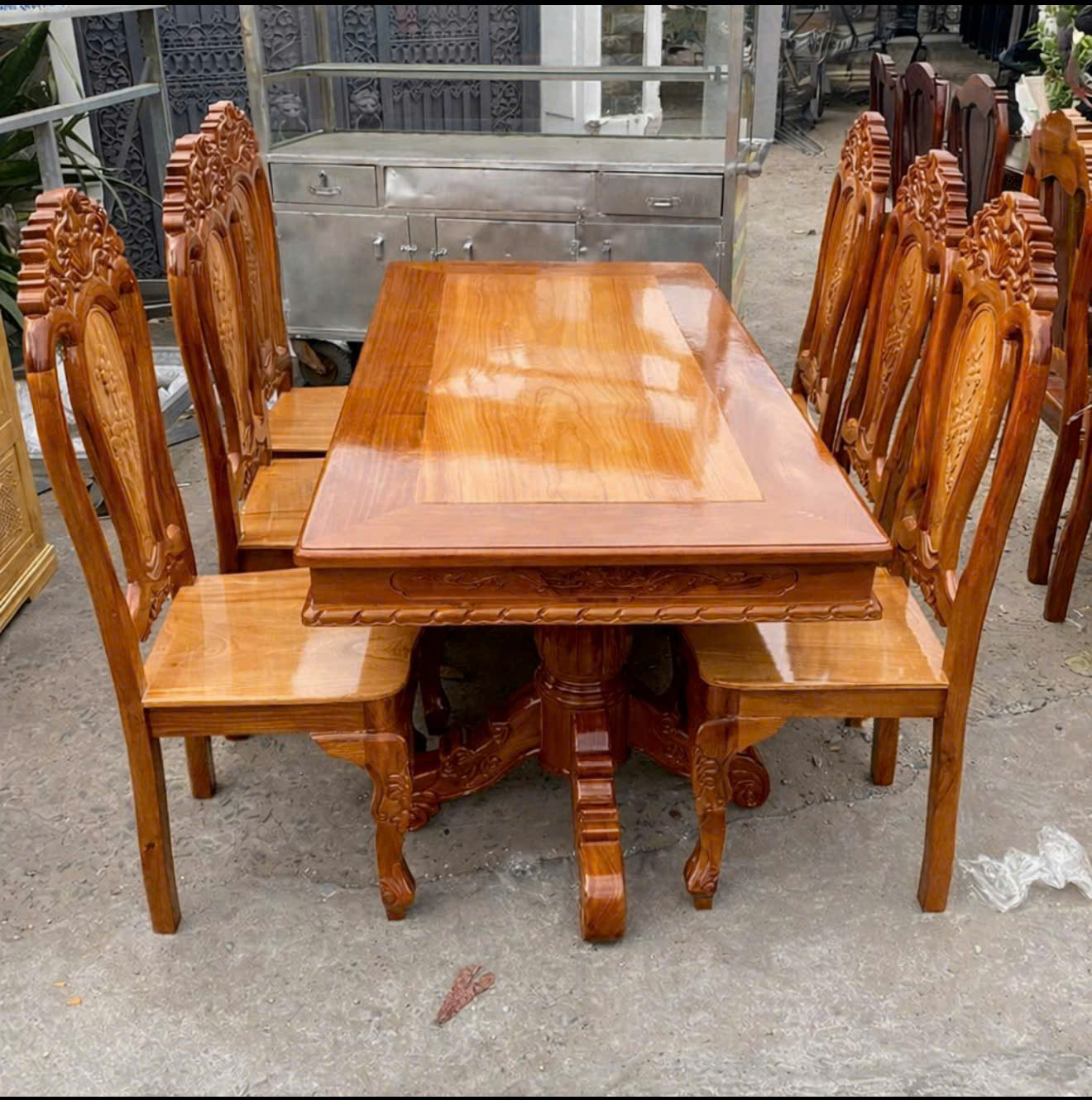 Bộ Bàn Ăn Gỗ Căm Xe-Gõ 6 Ghế - Ảnh 2