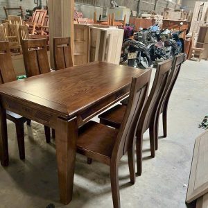 Bộ Bàn Ăn Chân Vát 6 Ghế Kiểu 3 Tiêu - Gỗ Sồi (màu Óc Chó)