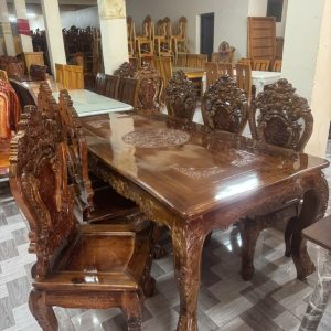 Bộ Bàn Ăn Gỗ Tràm LOUIS 8 Ghế (màu Óc Chó)