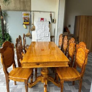 Bộ Bàn Ăn Gỗ Tràm Măt Cao Su 8 Ghế (màu Vàng)