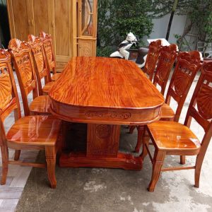 Bộ Bàn Ăn Gỗ Xà Cừ 8 Ghế
