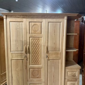 Tủ Áo Gỗ Sồi + Kệ Trang Trí (màu Trắng)