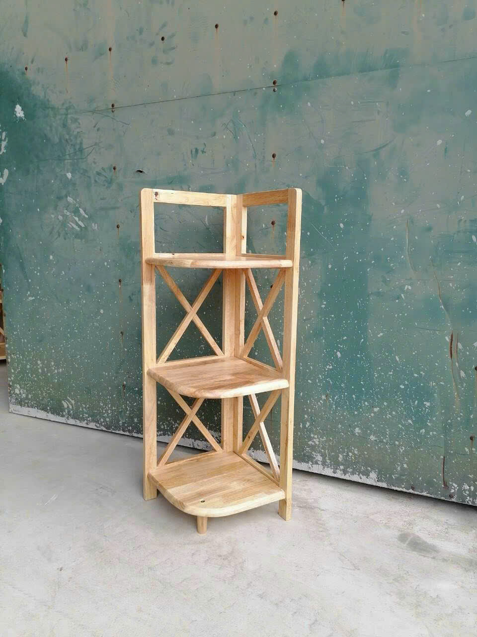 Kệ Góc Chữ X 3 Tầng Gỗ Cao Su