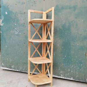 Kệ Góc Chữ X 4 Tầng Gỗ Cao Su