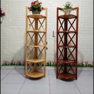 Kệ Góc Chữ X 5 Tầng Gỗ Cao Su