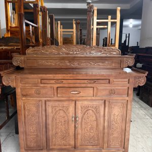 Tủ Thờ Gỗ Sồi 2 Tầng ngang 1m75 màu Óc Chó