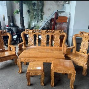 SaLon Gõ Đỏ Đào Tay Rộng Cột 10