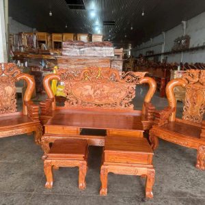 SaLon Gỗ Hương Đá Song Long - Tay Nghê Đặc Cột 12